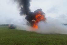 Aeroplane crash mock drill at Dehradun Airport.