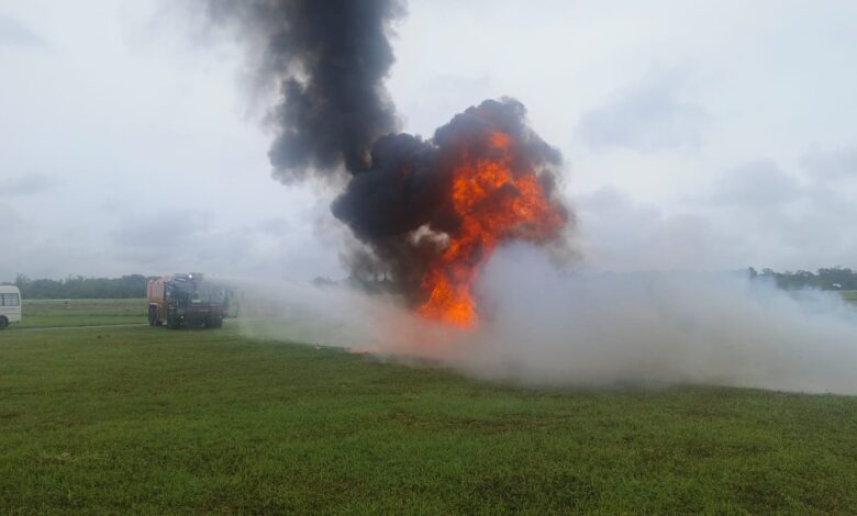 Aeroplane crash mock drill at Dehradun Airport.
