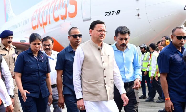 Chief Minister Pushkar Singh Dhami flag off the Dehradun-Bengaluru flight from Jollygrant Airport of Dehradun.