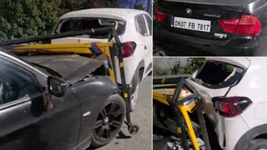 BMW car hit police sub inspector and another police men in Doiwala.