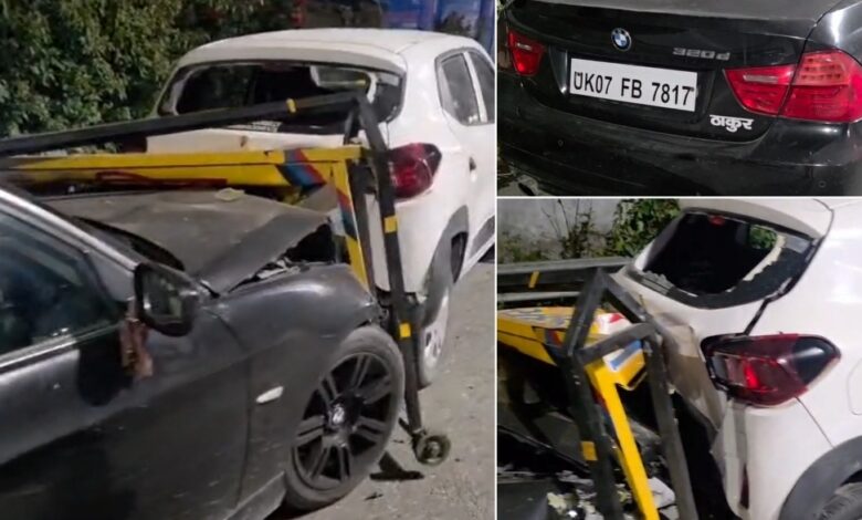BMW car hit police sub inspector and another police men in Doiwala.